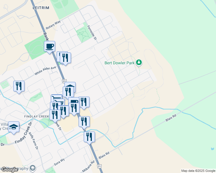 map of restaurants, bars, coffee shops, grocery stores, and more near 564 Rathburn Lane in Ottawa