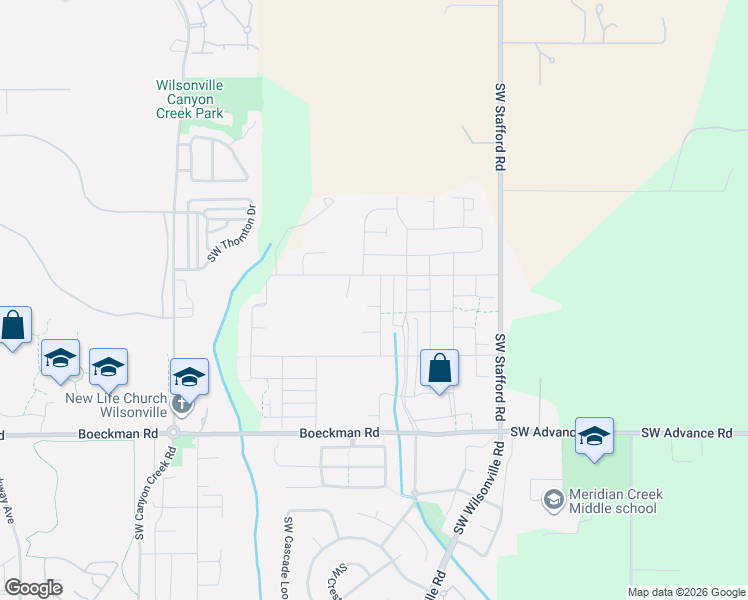 map of restaurants, bars, coffee shops, grocery stores, and more near 27453 Southwest Ponderosa Avenue in Wilsonville