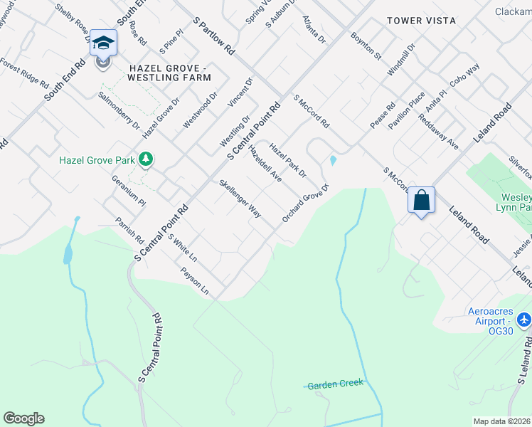 map of restaurants, bars, coffee shops, grocery stores, and more near 11965 Skellenger Way in Oregon City