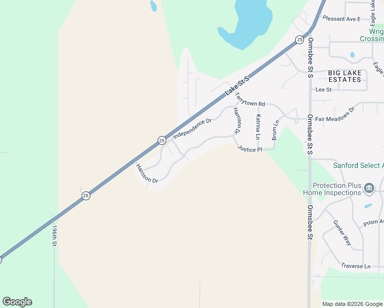 map of restaurants, bars, coffee shops, grocery stores, and more near 799 Harrison Drive in Big Lake