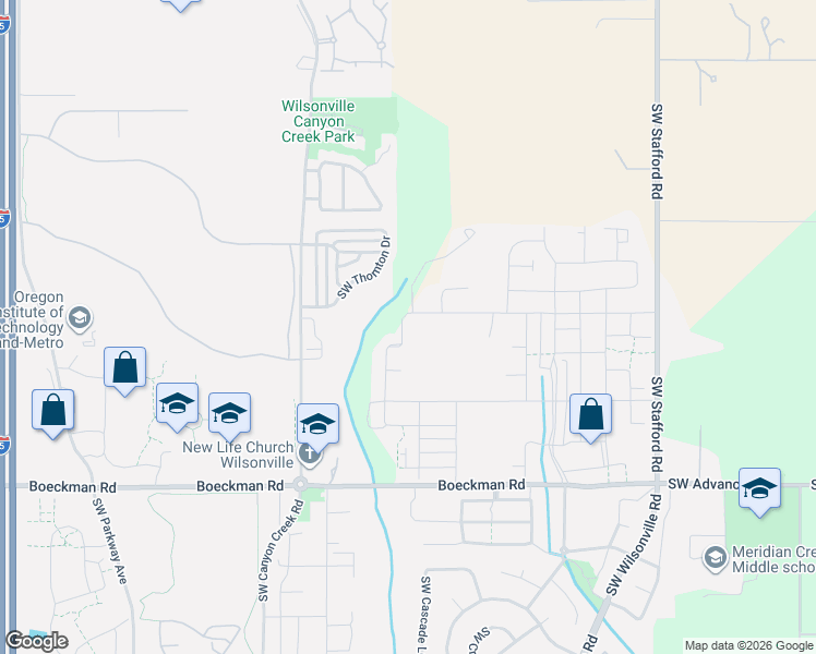 map of restaurants, bars, coffee shops, grocery stores, and more near 7400 Southwest Frog Pond Lane in Wilsonville