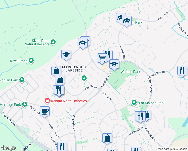 map of restaurants, bars, coffee shops, grocery stores, and more near 231 Badgeley Avenue in Ottawa