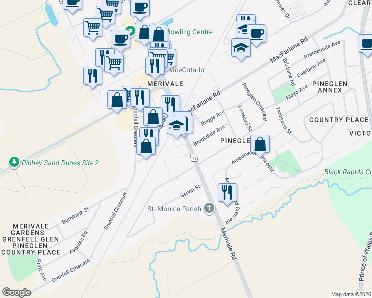map of restaurants, bars, coffee shops, grocery stores, and more near 1 Cassone Court in Ottawa
