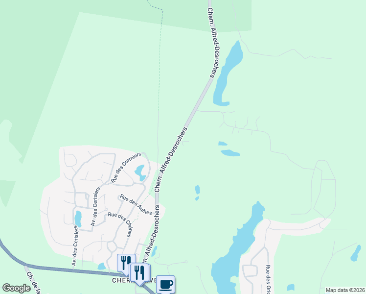 map of restaurants, bars, coffee shops, grocery stores, and more near 1735 Chemin Alfred-Desrochers in Orford