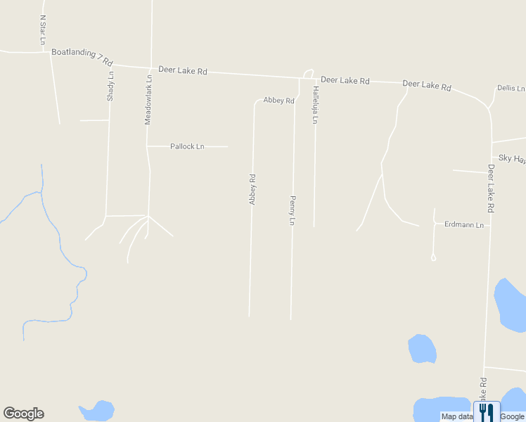 map of restaurants, bars, coffee shops, grocery stores, and more near N9936 Abbey Road in Crivitz