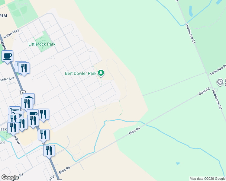 map of restaurants, bars, coffee shops, grocery stores, and more near 970 Islington Way in Ottawa