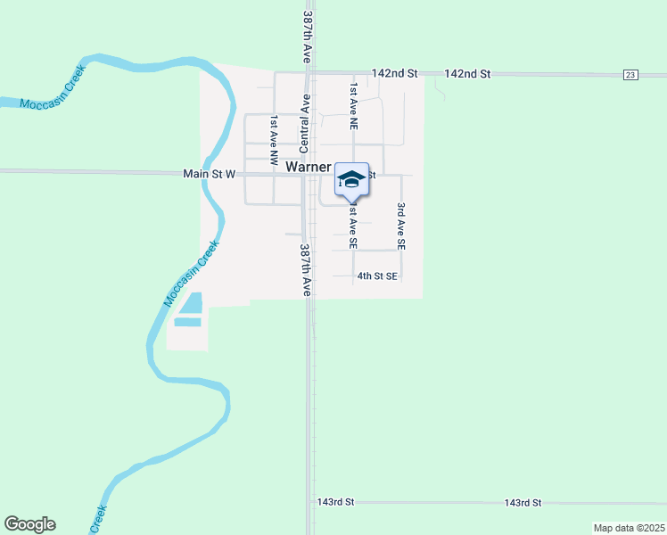 map of restaurants, bars, coffee shops, grocery stores, and more near 4th St SE in Warner