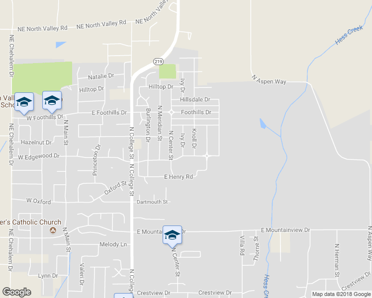 map of restaurants, bars, coffee shops, grocery stores, and more near 3034 Ivy Drive in Newberg