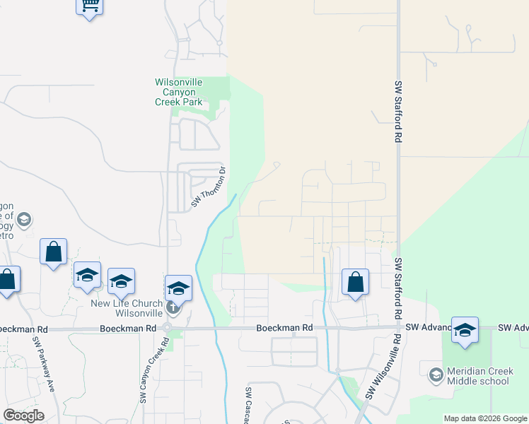 map of restaurants, bars, coffee shops, grocery stores, and more near 7307 Southwest Frog Pond Lane in Wilsonville