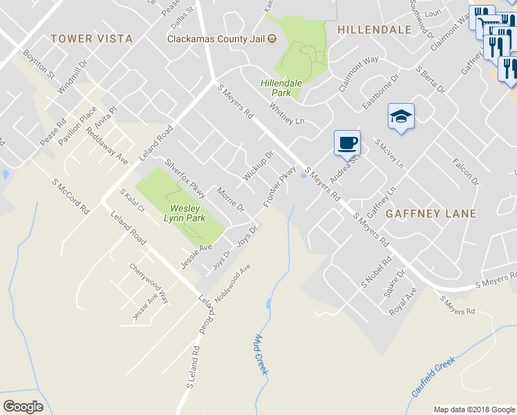 map of restaurants, bars, coffee shops, grocery stores, and more near 13021 Frontier Parkway in Oregon City