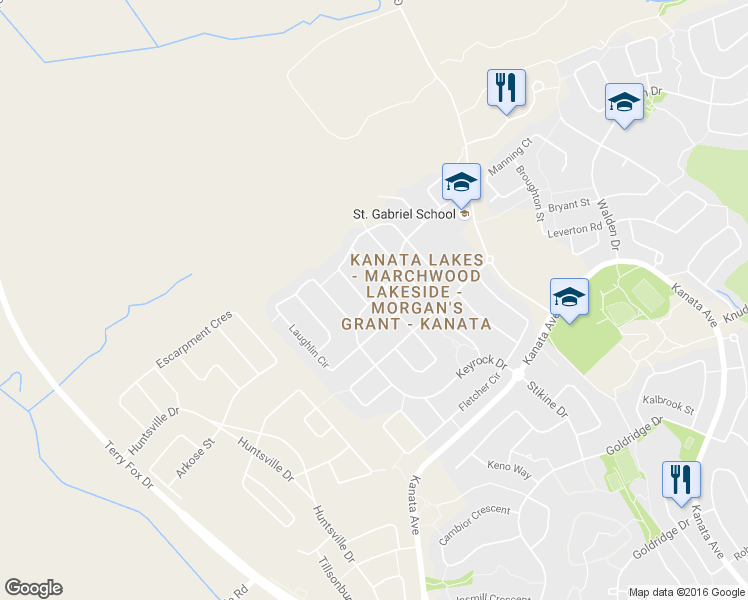 map of restaurants, bars, coffee shops, grocery stores, and more near 280 Keyrock Drive in Ottawa