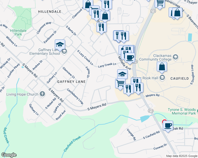 map of restaurants, bars, coffee shops, grocery stores, and more near 13792 Sandra Loop in Oregon City