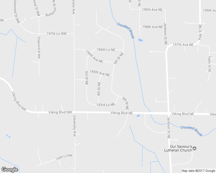 map of restaurants, bars, coffee shops, grocery stores, and more near 19444 5th Street Northeast in East Bethel