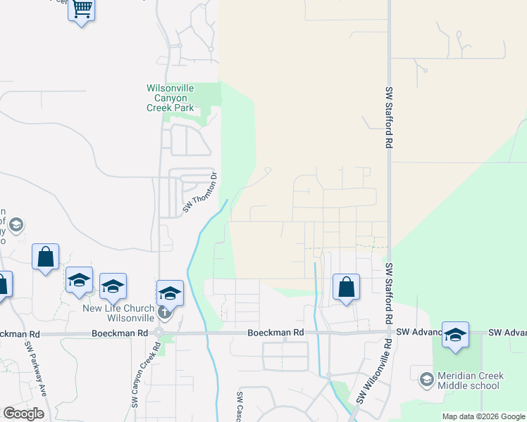 map of restaurants, bars, coffee shops, grocery stores, and more near 7236 Southwest Windflower Street in Wilsonville