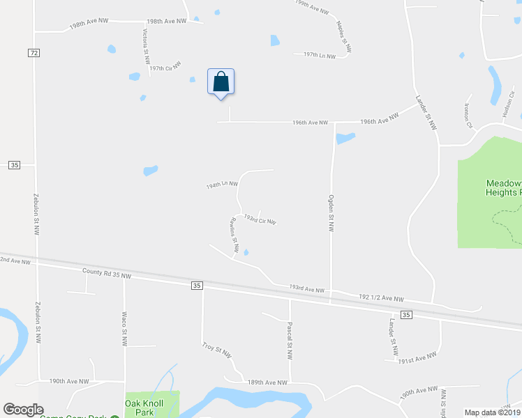 map of restaurants, bars, coffee shops, grocery stores, and more near 19385 Queen Circle Northwest in Elk River