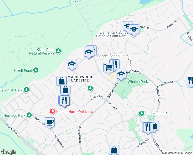 map of restaurants, bars, coffee shops, grocery stores, and more near 608 Remnor Avenue in Ottawa