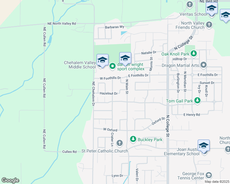 map of restaurants, bars, coffee shops, grocery stores, and more near 220 Hazelnut Drive in Newberg