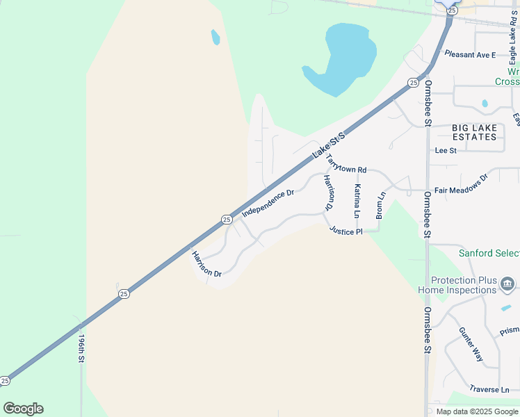 map of restaurants, bars, coffee shops, grocery stores, and more near Independence Drive in Big Lake