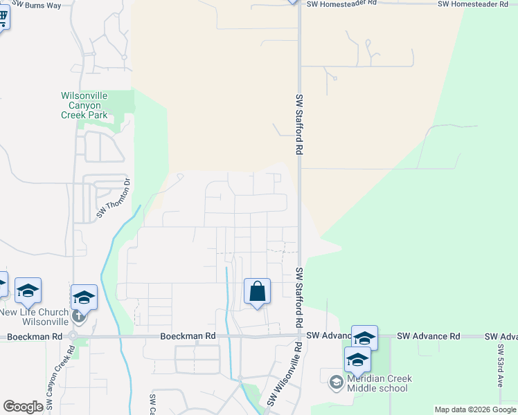 map of restaurants, bars, coffee shops, grocery stores, and more near 6761 Southwest Windflower Street in Wilsonville