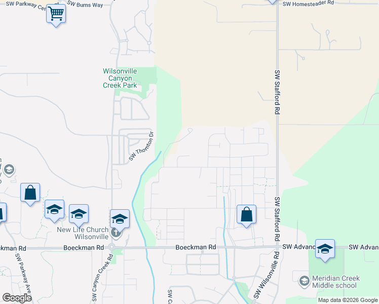 map of restaurants, bars, coffee shops, grocery stores, and more near 7130 Southwest Frog Pond Lane in Wilsonville