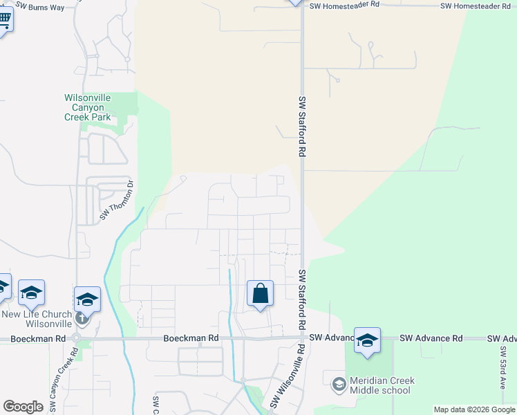 map of restaurants, bars, coffee shops, grocery stores, and more near 6773 Southwest Windflower Street in Wilsonville