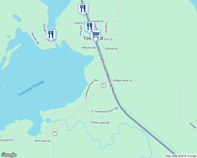 map of restaurants, bars, coffee shops, grocery stores, and more near 17795 Fernwood Drive in Townsend