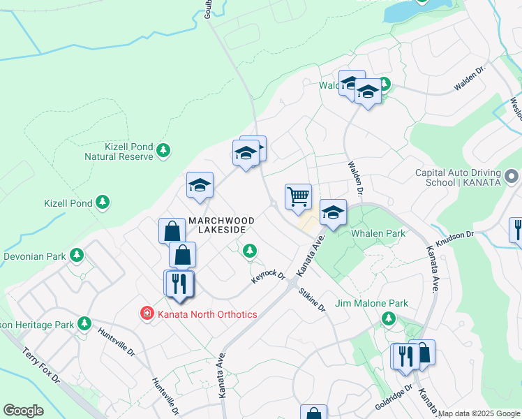 map of restaurants, bars, coffee shops, grocery stores, and more near 312 Badgeley Avenue in Ottawa