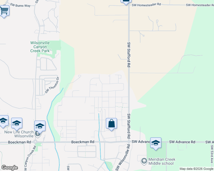 map of restaurants, bars, coffee shops, grocery stores, and more near 6798 Southwest Trillium Street in Wilsonville