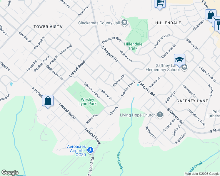 map of restaurants, bars, coffee shops, grocery stores, and more near 19437 Provisioner Court in Oregon City