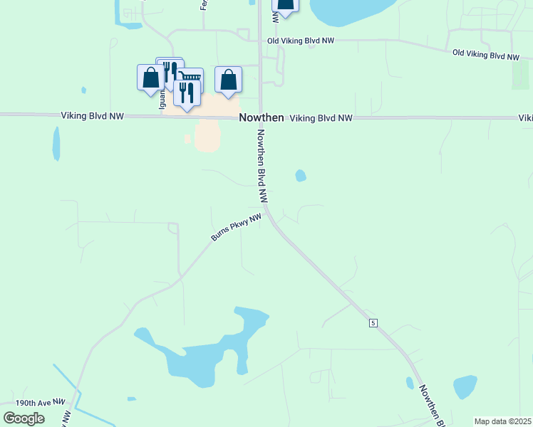 map of restaurants, bars, coffee shops, grocery stores, and more near 19441 Burns Parkway Northwest in Anoka