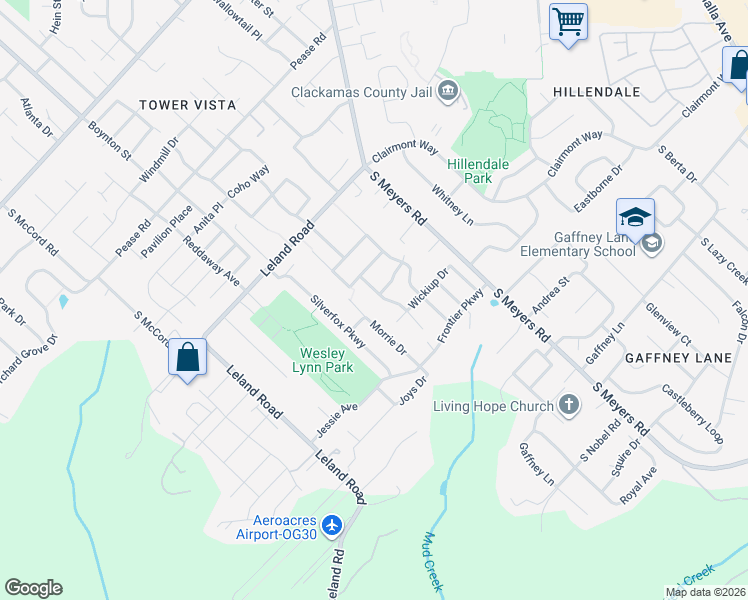 map of restaurants, bars, coffee shops, grocery stores, and more near 19407 Provisioner Lane in Oregon City