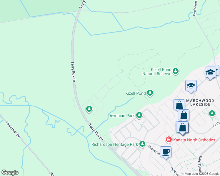 map of restaurants, bars, coffee shops, grocery stores, and more near 238 Ketchikan Crescent in Ottawa