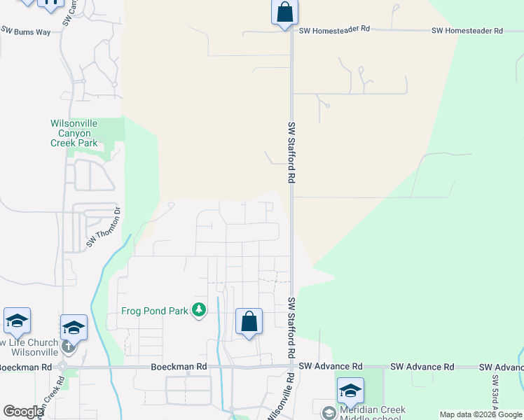 map of restaurants, bars, coffee shops, grocery stores, and more near 27143 Southwest Trillium Lane in Wilsonville