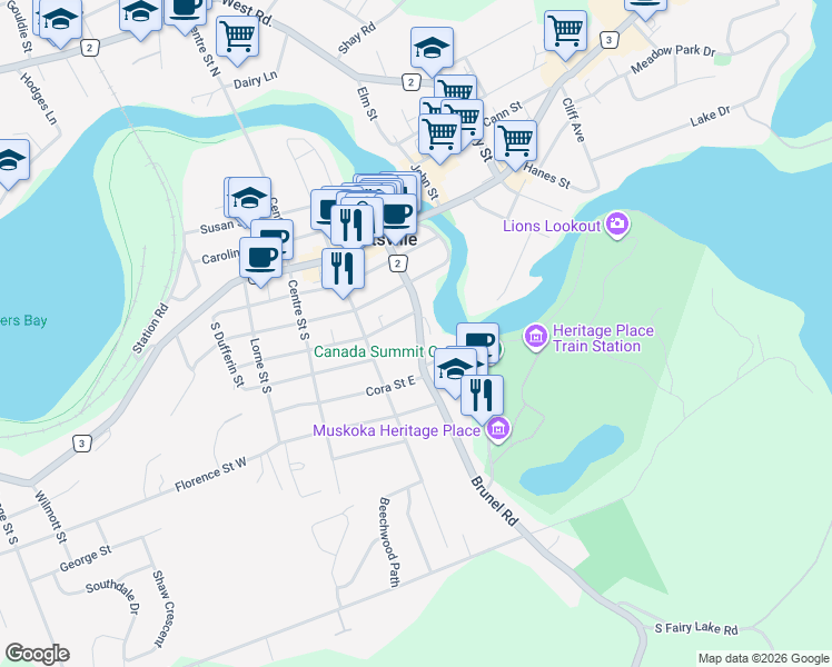 map of restaurants, bars, coffee shops, grocery stores, and more near 36 Brunel Road in Huntsville