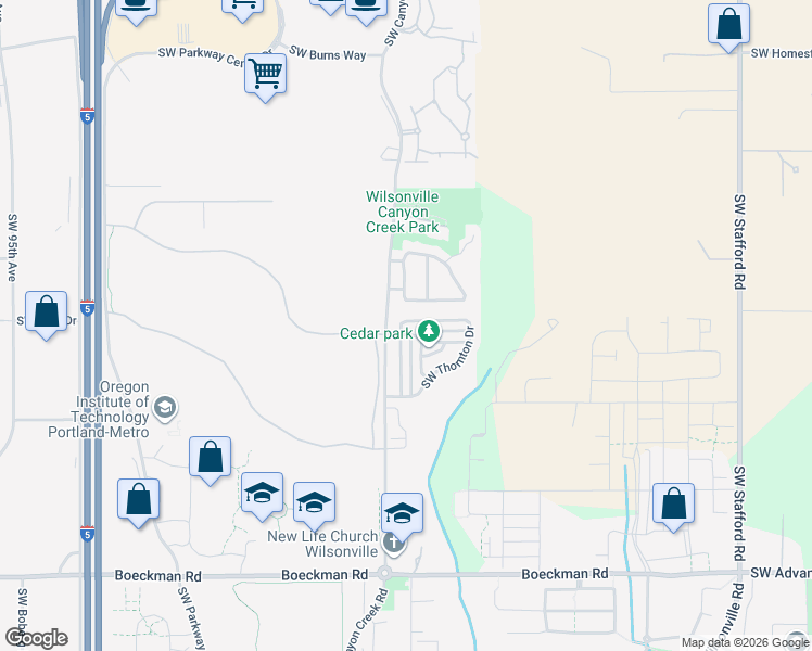 map of restaurants, bars, coffee shops, grocery stores, and more near 27100 Southwest Wood Avenue in Wilsonville