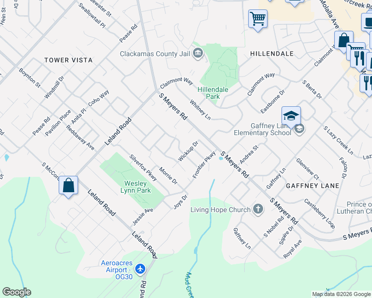 map of restaurants, bars, coffee shops, grocery stores, and more near 13165 Wickiup Drive in Oregon City