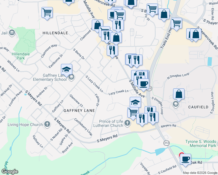 map of restaurants, bars, coffee shops, grocery stores, and more near 19362 Juniper Court in Oregon City