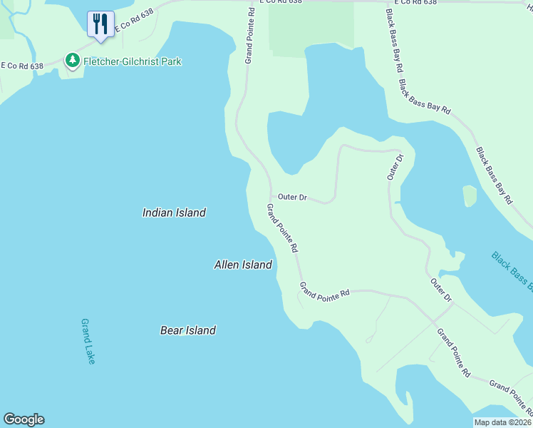 map of restaurants, bars, coffee shops, grocery stores, and more near 7017-7133 Grand Pointe Road in Presque Isle