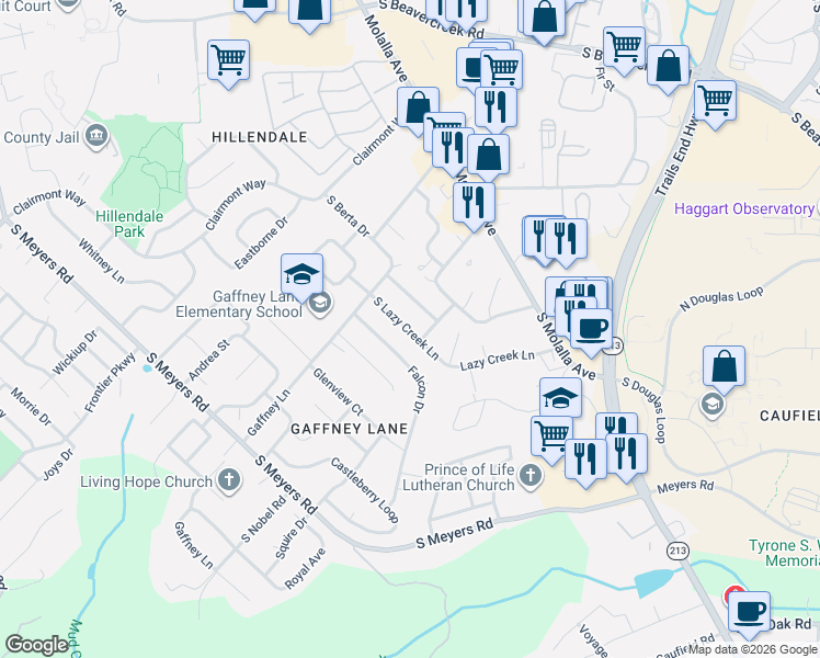 map of restaurants, bars, coffee shops, grocery stores, and more near 19481 South Lazy Creek Lane in Oregon City