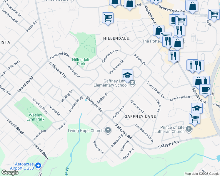 map of restaurants, bars, coffee shops, grocery stores, and more near 19359 Red Hawk Drive in Oregon City