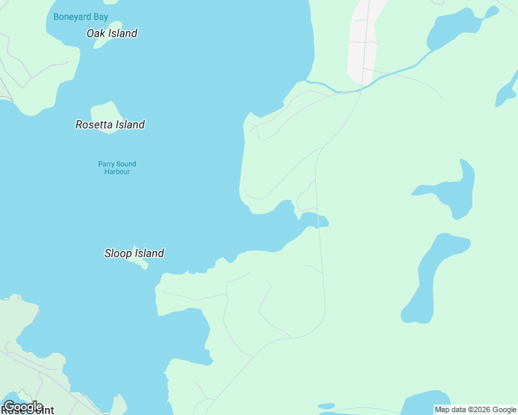 map of restaurants, bars, coffee shops, grocery stores, and more near 32 Roncaster Lane in Parry Sound
