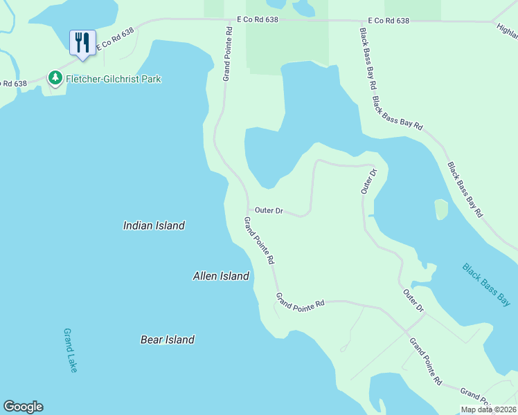 map of restaurants, bars, coffee shops, grocery stores, and more near 6321 Outer Drive in Presque Isle