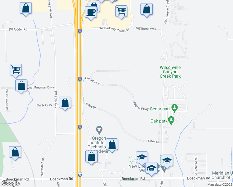 map of restaurants, bars, coffee shops, grocery stores, and more near 26600 Southwest Parkway Avenue in Wilsonville