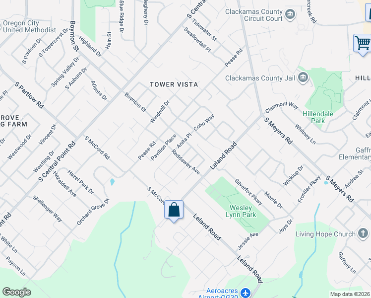 map of restaurants, bars, coffee shops, grocery stores, and more near 12615 Joseph Way in Oregon City