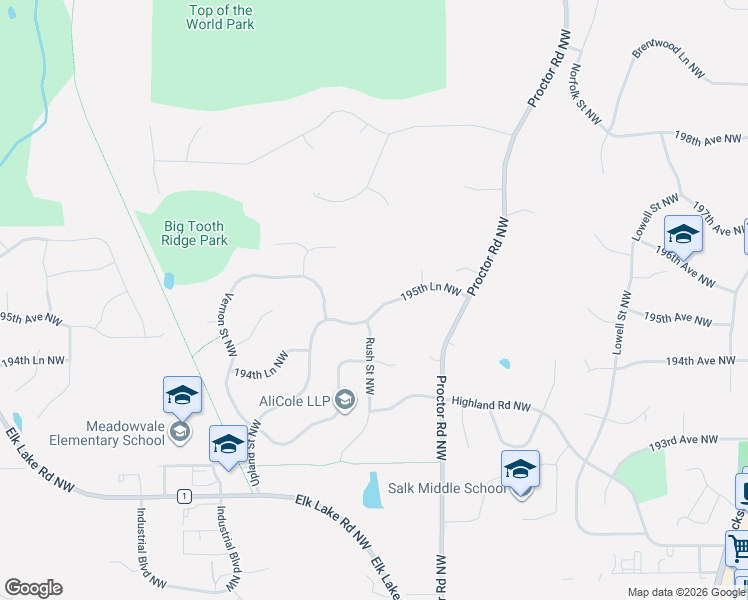 map of restaurants, bars, coffee shops, grocery stores, and more near 19514 Rush Street Northwest in Elk River