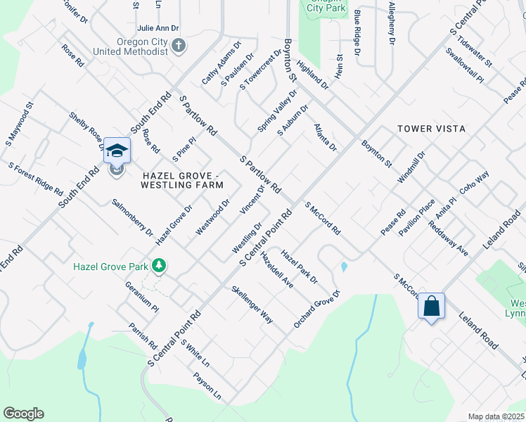 map of restaurants, bars, coffee shops, grocery stores, and more near 19368 Vincent Drive in Oregon City