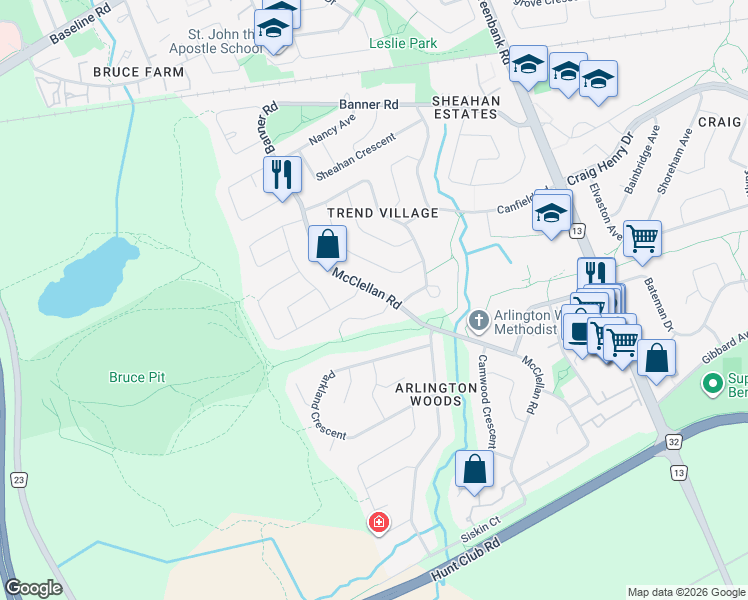 map of restaurants, bars, coffee shops, grocery stores, and more near in Ottawa