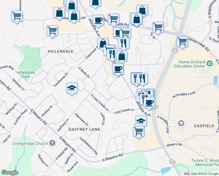 map of restaurants, bars, coffee shops, grocery stores, and more near 13655 Garden Meadow Drive in Oregon City