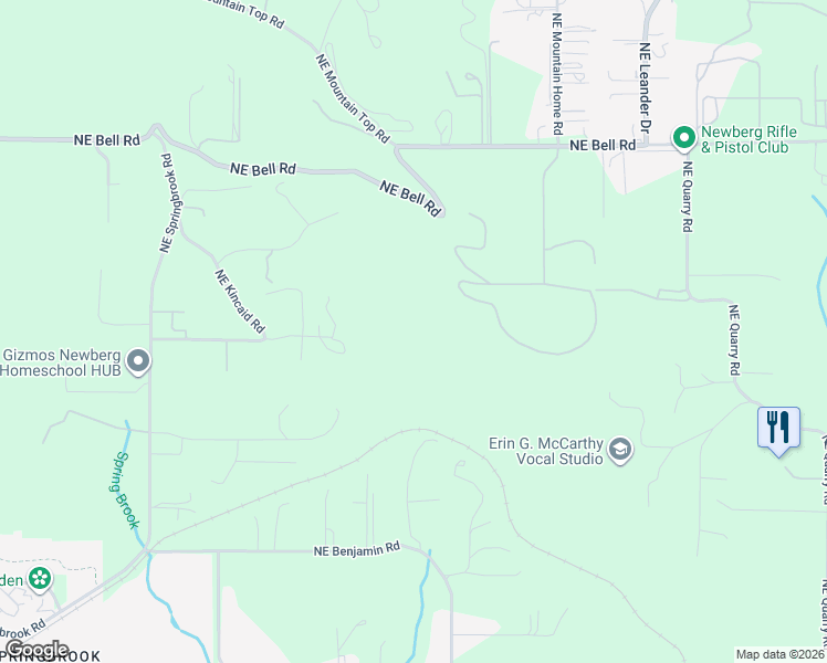 map of restaurants, bars, coffee shops, grocery stores, and more near 30540 Northeast Bell Road in Newberg