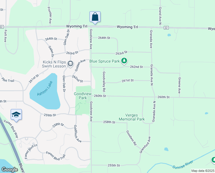map of restaurants, bars, coffee shops, grocery stores, and more near 6423 261st Street in Wyoming